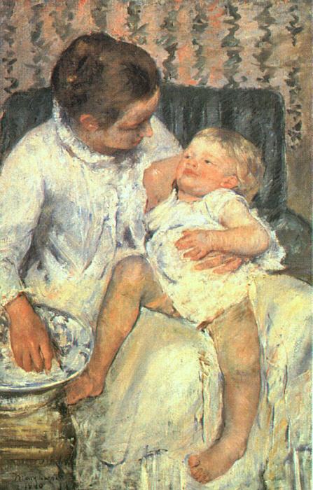 Mary Cassatt Mother About to Wash her Sleepy Child Sweden oil painting art